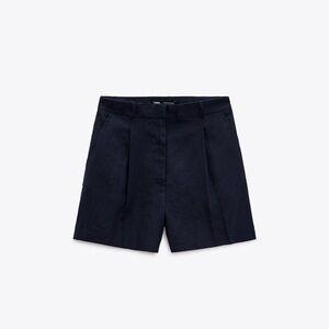 Zara High Rise Linen Blend Shorts